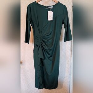 Yajedo New with Tags Green Bodycon Dress W Ruffle Sz. Medium